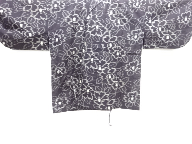 JAPANESE KIMONO / ANTIQUE DOCHUGI / COTTON / KURUME KASURI / CAMELLIA